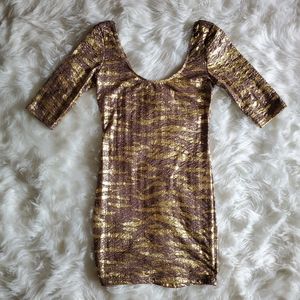 Metallic Gold/Chocolate Bodycon Dress